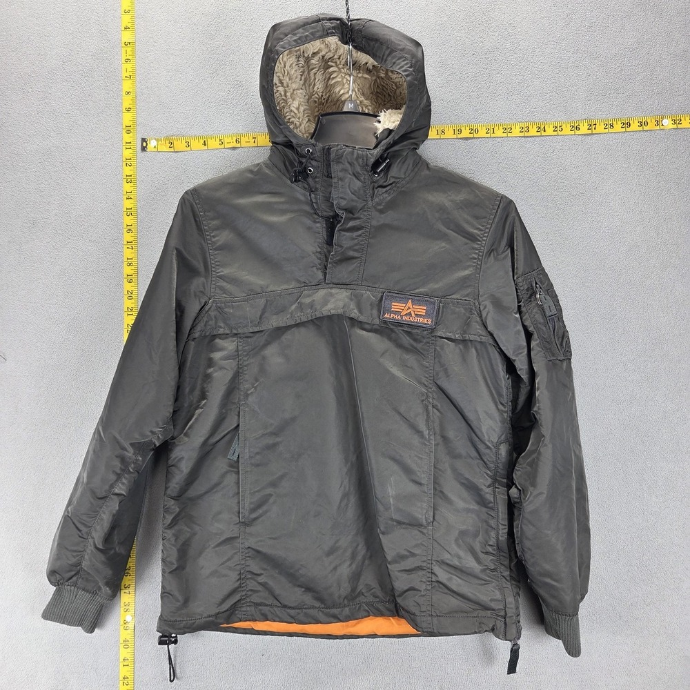 Alpha Industries Jacket Mens S Gray HPO Anorak Insulated Pullover Nylon Hooded
